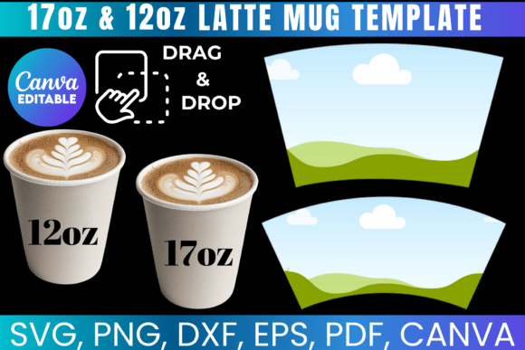 Download 17oz and 12oz Latte Mug Template - Mug template Collection