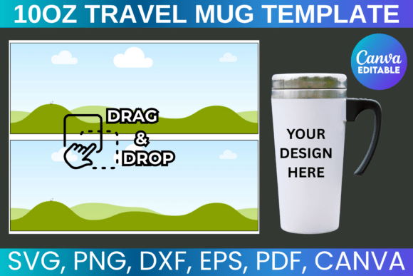 Download 10oz Travel Mug Template, Coffee Tumbler - Mug template Collection