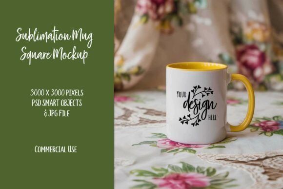 Download Yellow Accent Cottagecore Mug Mockup PSD - Premium Resources