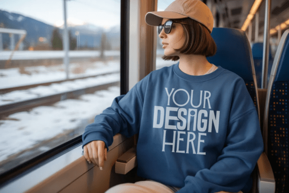 Download Indigo Blue Gildan 18000 Sweatshirt Mock - Premium Bundle