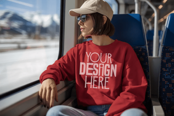 Download Cherry Red Gildan 18000 Sweatshirt Mocku - Premium Resources
